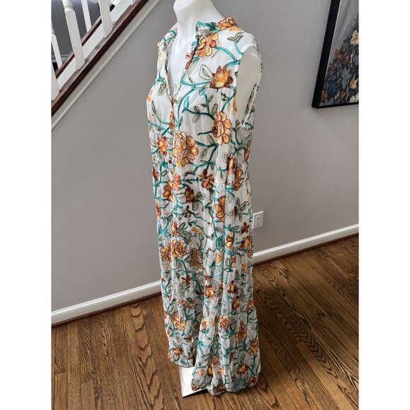PHO Firenze Embroidered Floral Mesh Maxi Dress Size Medium - Picture 3 of 4